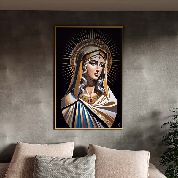 Quadro Decorativo Religioso Maria, Mãe Divina Com Moldura Dou