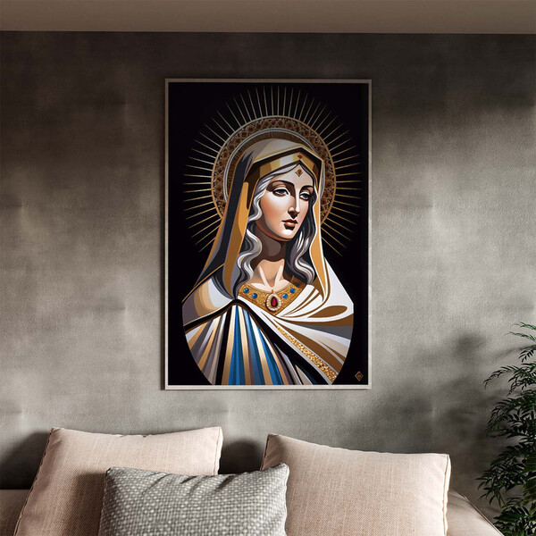 Quadro Decorativo Religioso Maria, Mãe Divina Com Moldura Pra