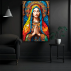 Quadro Decorativo Religioso Maria Orando Frontal - 200x100 Cm