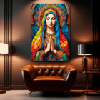 Quadro Decorativo Religioso Maria Orando Frontal - 200x100 Cm
