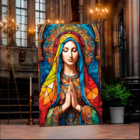 Quadro Decorativo Religioso Maria Orando Frontal - 200x100 Cm