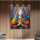 Quadro Decorativo Religioso Maria Orando Frontal Com Moldura