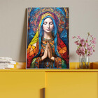 Quadro Decorativo Religioso Maria Orando Frontal Com Moldura