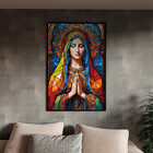 Quadro Decorativo Religioso Maria Orando Frontal Com Moldura