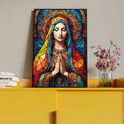 Quadro Decorativo Religioso Maria Orando Frontal Com Moldura