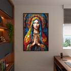 Quadro Decorativo Religioso Maria Orando Frontal Com Moldura