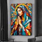 Quadro Decorativo Religioso Maria Sagrada Geométrico - 100x70