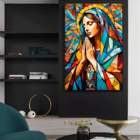 Quadro Decorativo Religioso Maria Sagrada Geométrico - 100x70