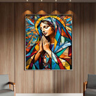 Quadro Decorativo Religioso Maria Sagrada Geométrico Com Mold