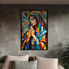 Quadro Decorativo Religioso Maria Sagrada Geométrico Com Mold