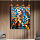 Quadro Decorativo Religioso Maria Sagrada Geométrico Com Mold