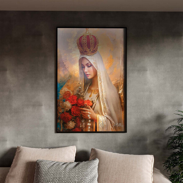 Quadro Decorativo Religioso Nossa Senhora De Fatima Com Moldu