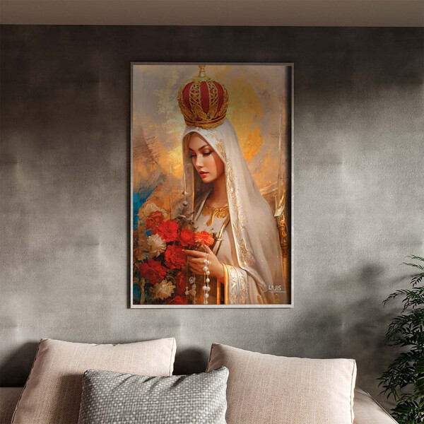 Quadro Decorativo Religioso Nossa Senhora De Fatima Com Moldu