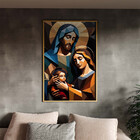 Quadro Decorativo Religioso Sagrada Familia Com Moldura Doura