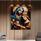 Quadro Decorativo Religioso Sagrada Familia Com Moldura Doura