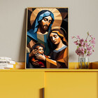 Quadro Decorativo Religioso Sagrada Familia Com Moldura Doura