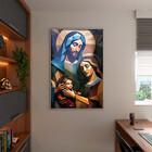 Quadro Decorativo Religioso Sagrada Familia Com Moldura E Vid