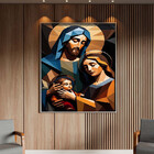 Quadro Decorativo Religioso Sagrada Familia Com Moldura Prata