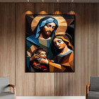 Quadro Decorativo Religioso Sagrada Familia Com Moldura Preto