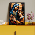 Quadro Decorativo Religioso Sagrada Familia Com Moldura Preto