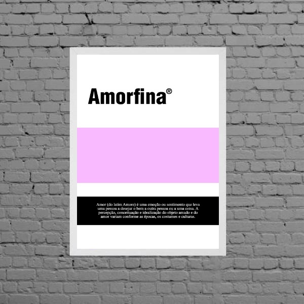 Quadro Decorativo Remédio Amorfina 33x24cm - Com Vidro Moldur