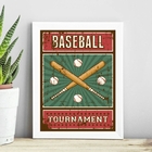 Quadro Decorativo Retrô Baseball 33x24cm - Com Vidro Moldura: