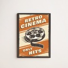 Quadro Decorativo Retrô Cinema Only Hits 24x18cm - Com Vidro