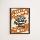 Quadro Decorativo Retrô Cinema Only Hits 24x18cm - Com Vidro