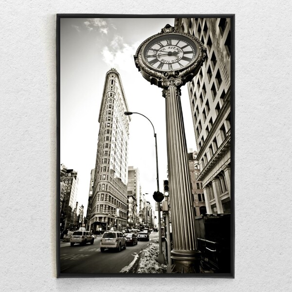 Quadro Decorativo Retrô Fifth Avenue Building Com Moldura E S