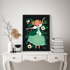 Quadro Decorativo Retrô Menina Camponesa 24x18cm - Com Vidro