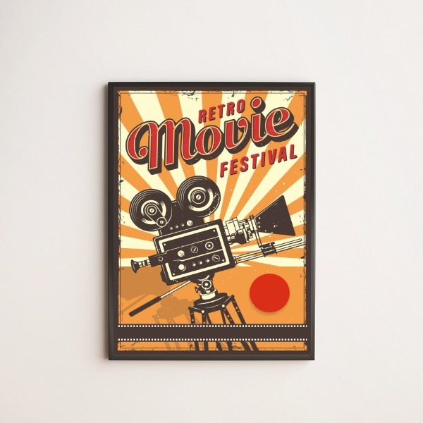 Quadro Decorativo Retrô Movie Festival 33x24cm - Com Vidro Mo