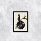 Quadro Decorativo Retrô Músico Bicicleta Antiga 33x24cm - Com