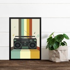 Quadro Decorativo Retrô Rádio Toca Fita 45x34cm Moldura Preta