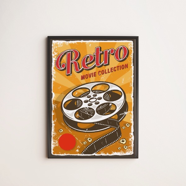 Quadro Decorativo Retrô Rolo De Filme 24x18cm - Com Vidro Mol