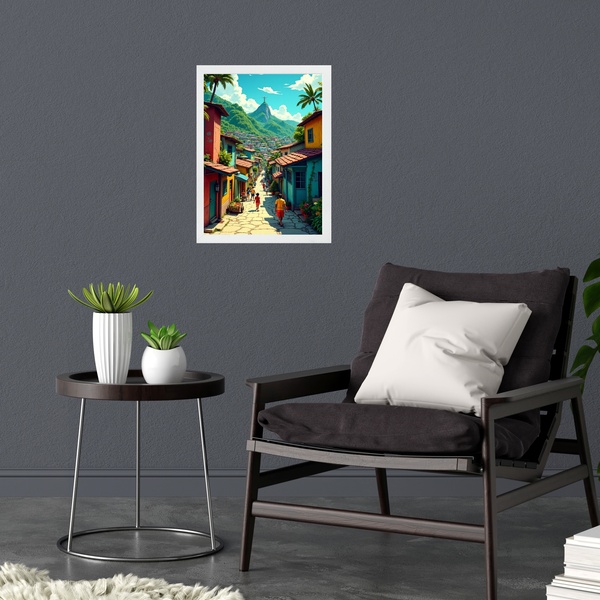 Quadro Decorativo Rio De Janeiro - Favela 24x18cm - Com Vidro