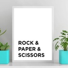 Quadro Decorativo Rock Paper E Scissors 24x18cm Moldura Branca