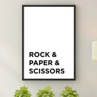 Quadro Decorativo Rock Paper E Scissors 24x18cm Moldura Branca