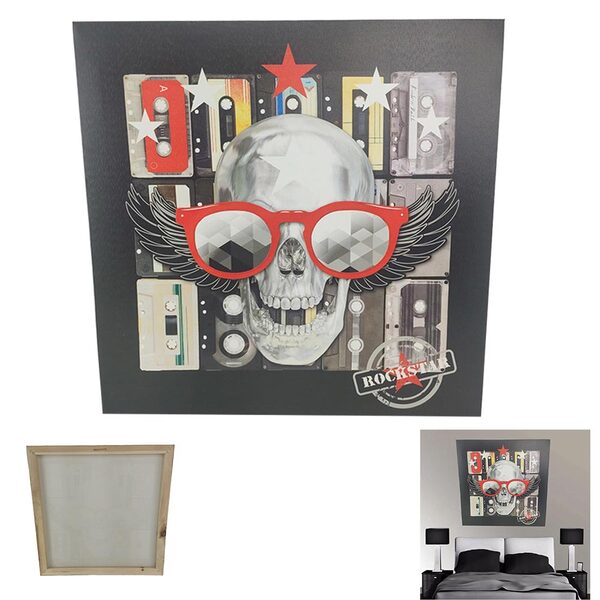 Quadro Decorativo Rockstar  Caveira Banda Musica Moldura 50x5