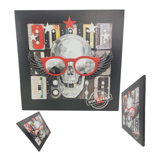 Quadro Decorativo Rockstar Caveira Banda Musica Rock 50x50 Ca