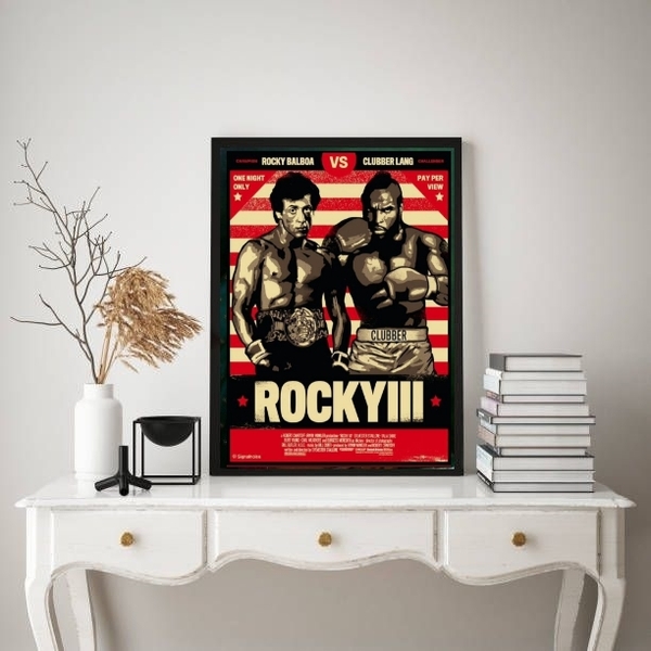 Quadro Decorativo Rocky Balboa iii 33x24cm - Com Vidro Moldur