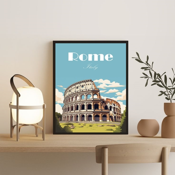 Quadro Decorativo Roma - Itália 45x34cm - Com Vidro Moldura:m