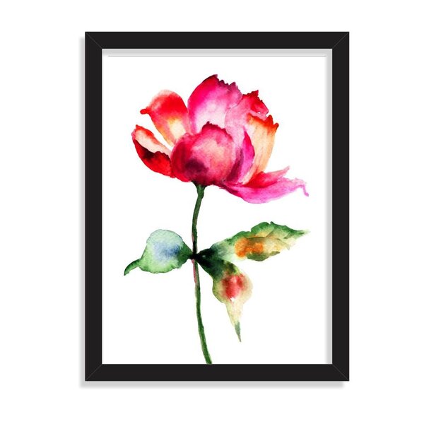 Quadro Decorativo Rosa Abstrata Vermelha Pintura