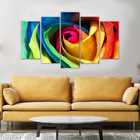 Quadro Decorativo Rosa Colorida  5 Peças Para Sala E Quarto