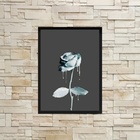 Quadro Decorativo Rosa De Tinta Azul 24x18cm - Com Vidro Mold