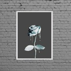 Quadro Decorativo Rosa De Tinta Azul 45x34cm Moldura:madeira