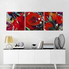 Quadro Decorativo Rosa Vermelha Com Tulipas 3 Peças