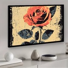 Quadro Decorativo Rosa Vintage  - 50x70cm Moldura Branca