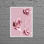 Quadro Decorativo Rosas De Tinta Rosa 45x34cm Moldura:madeira