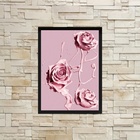 Quadro Decorativo Rosas De Tinta Rosa 45x34cm Moldura:madeira