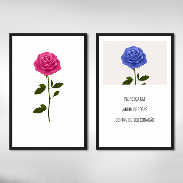 Quadro Decorativo Rosas E Frases